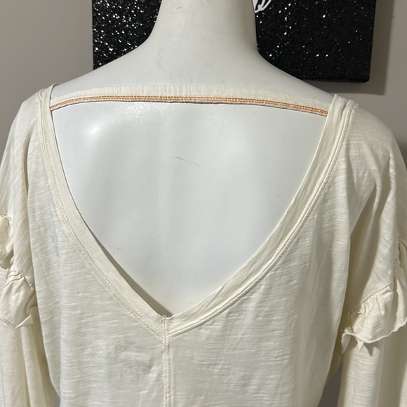 Anthropologie Pilcro Ruffled Open Back Top Ivory Ruffle Long Sleeve Sz Small NEW - Picture 7 of 15